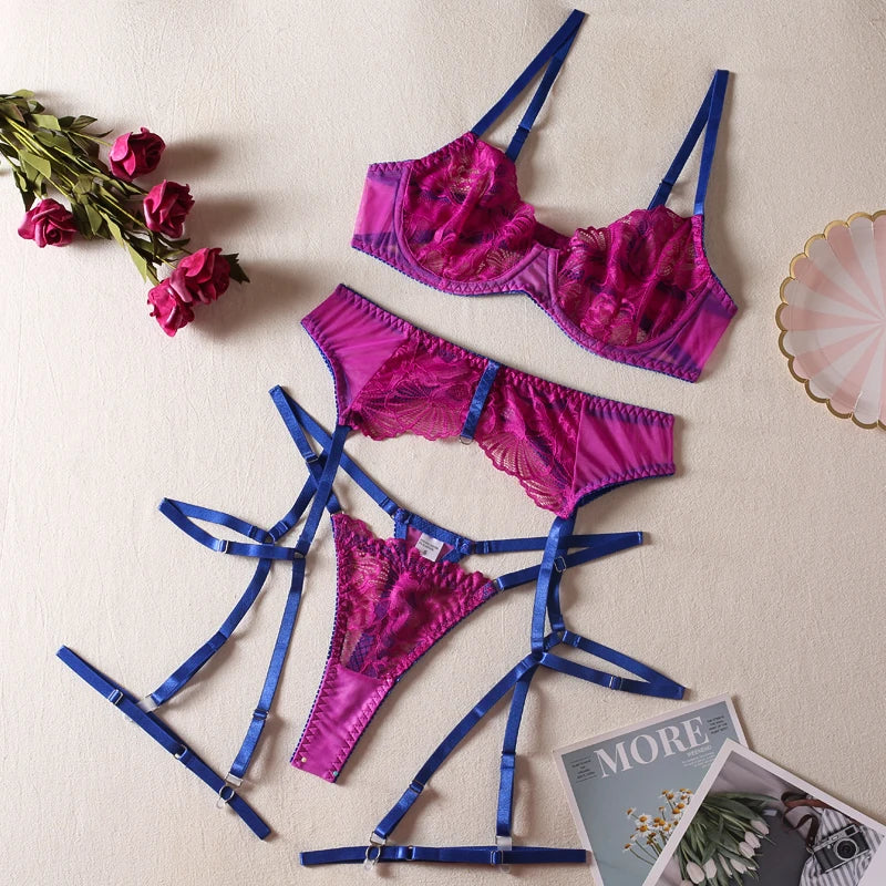 Lingerie set 3 peças Purple Pricila